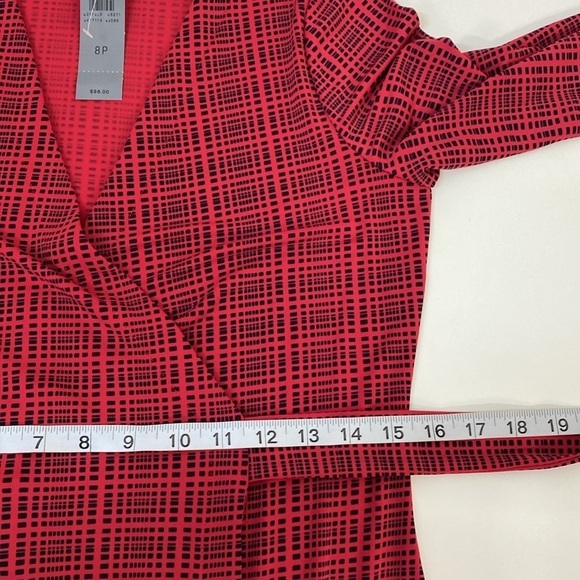 Ann Taylor Wrap Dress Elegant Women's 8P Red Black - Picture 8 of 12